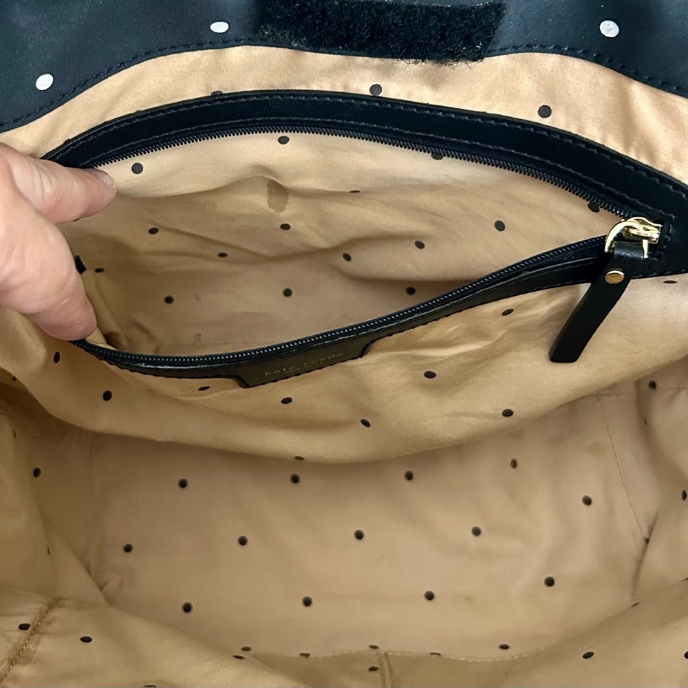 Kate Spade Vintage Black & White Polka Dot Double Handle Shoulder Bag - Picture 12 of 14